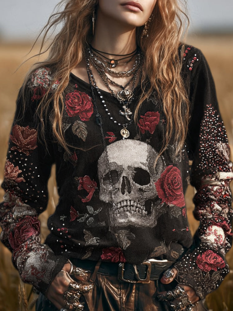 Bohemian Sweet And Mournful Round-neck Long-sleeved Sweater artswardrobe