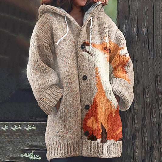 Vintage Iceland Fox Knitted Jacquard Women's Sweater elevenforest