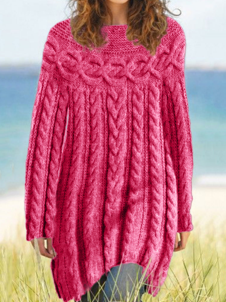 Vintage Pink Celtic Cable Knit Cozy Sweater Dress elevenforest