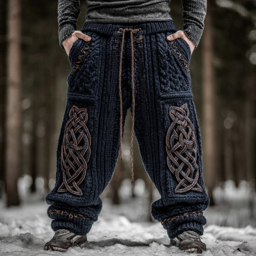 Men's Viking Tribal Celtic Knot Pattern Art Knit Pants artswardrobe