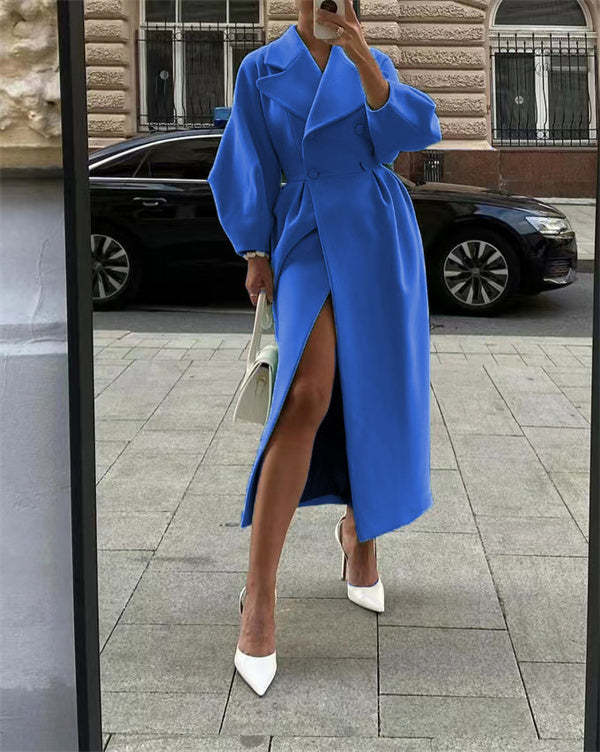 LP | Cappotto in lana vintage con maniche a lanterna e risvolti