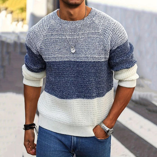 Men's Vintage Gradient Knitted Crew Neck Sweater elevenforest