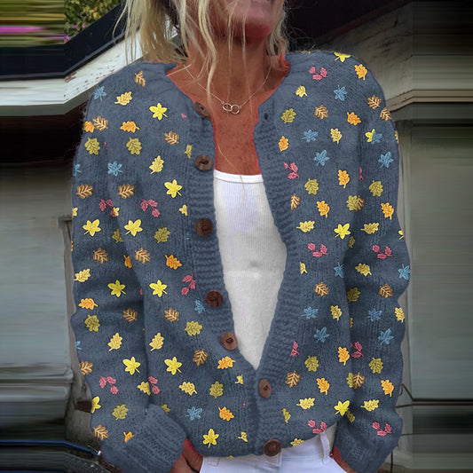 Vintage Iceland Maple Leaf Knit Warm Cardigan Sweater elevenforest