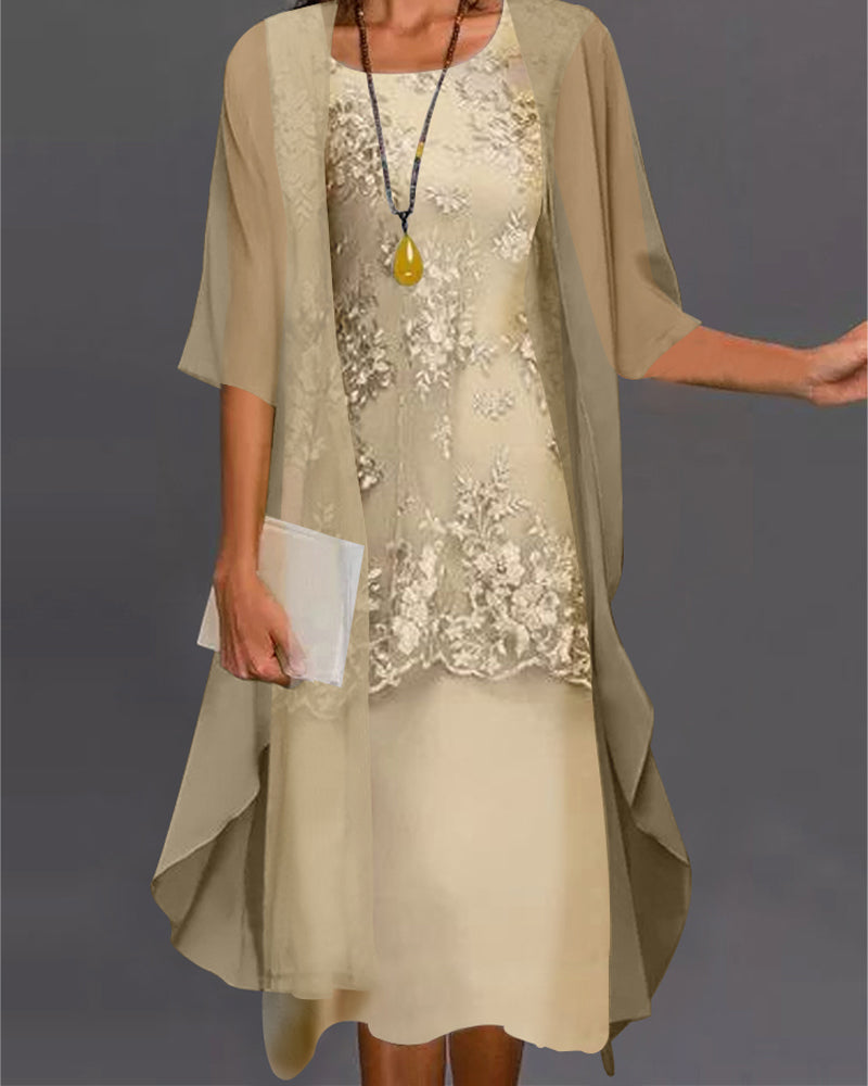 ER | Elegante abito in due pezzi di chiffon