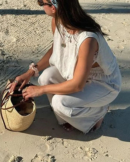 LP | Set due pezzi composto da gilet e pantaloni con allacciatura