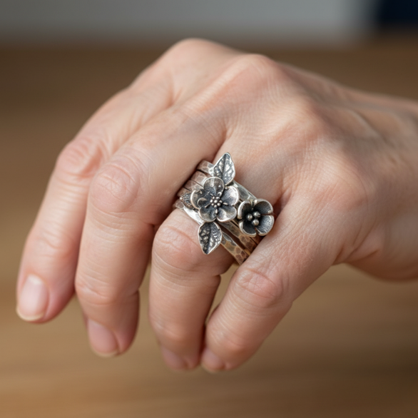Argento Anello vintage fatto a mano