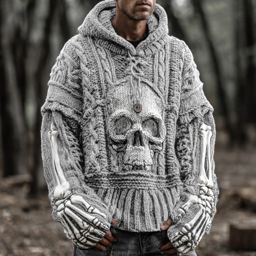 Men's Vintage Viking-style Skull-patterned Warm Sweater artswardrobe