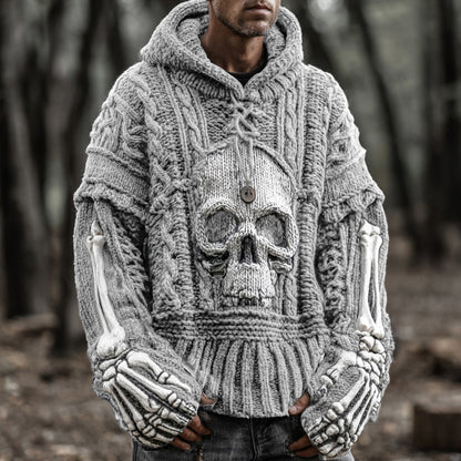 Men's Vintage Viking-style Skull-patterned Warm Sweater artswardrobe