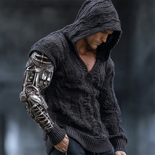 Halloween Mechanical Arm Men's Hooded Sweater artswardrobe