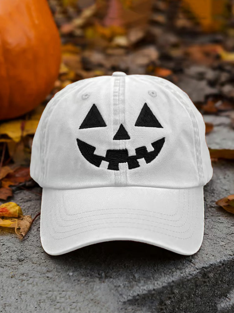 Autumn Halloween Ghost Smiling Face Printed Baseball Cap artswardrobe