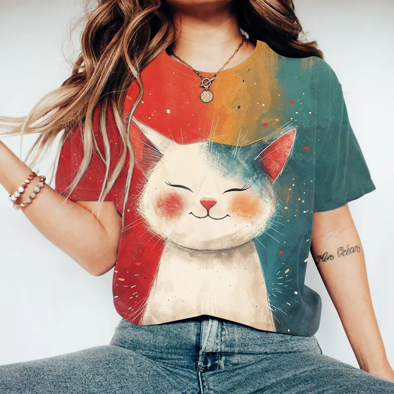 Pop Art Painting Cat Art Pattern Vintage T-shirt elevenforest