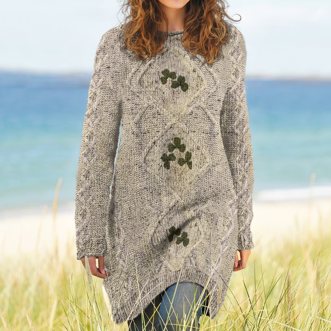Women's Irish Clover Jacquard Sweater Dress elevenforest