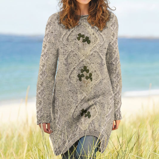 Women's Irish Clover Jacquard Sweater Dress elevenforest