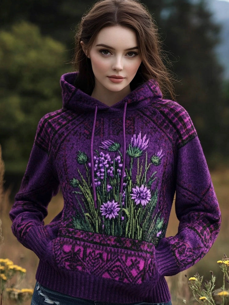 Scottish Floral Pattern Women's Hooded Sweater artswardrobe