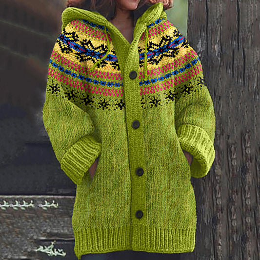 Vintage Icelandic Floral Art Warm Sweater Cardigan elevenforest