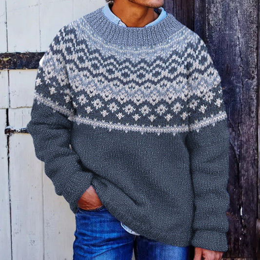 Mens Vintage Fair Isle Knit Pattern Art Cozy Sweater elevenforest