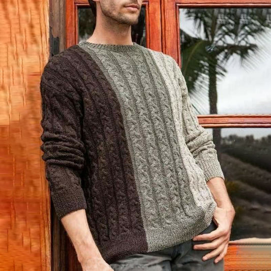 Men's Knitted Contrast Pattern Pullover Sweater elevenforest