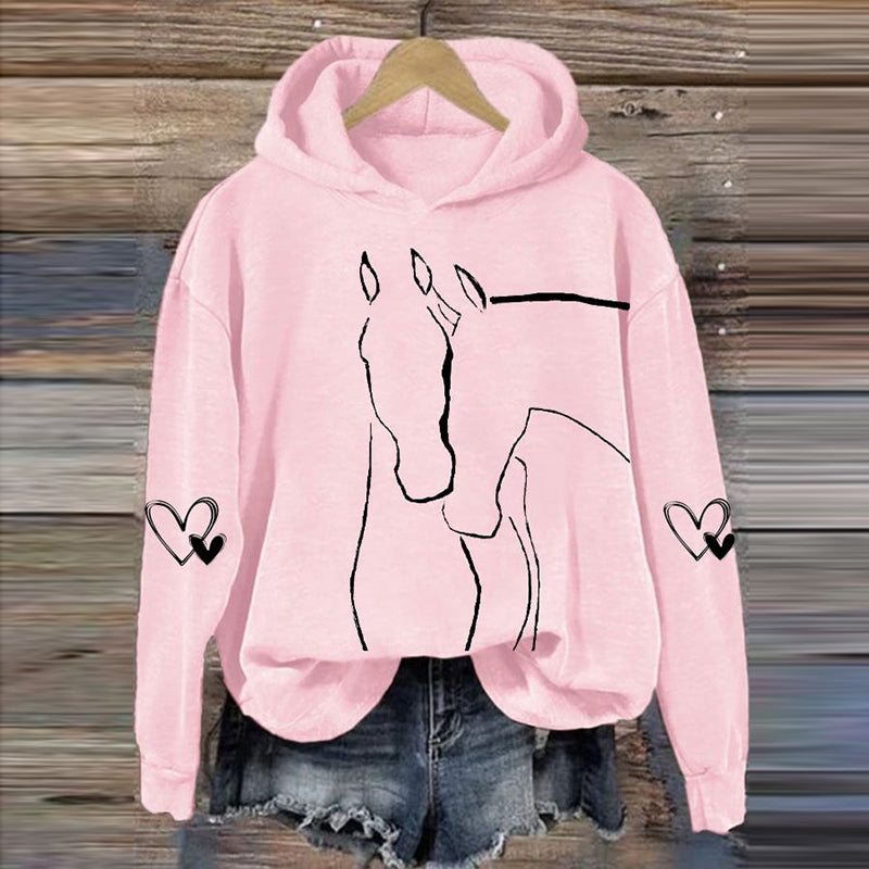 Comstylish Women's Valentine's Day Cute Pony Casual Hoodie