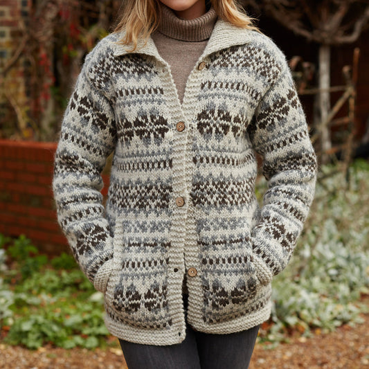 Vintage Fair Isle Jacquard Cozy Knit Lapel Cardigan elevenforest