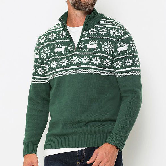 Men's Vintage Christmas Elk Snowflake Sweater artswardrobe