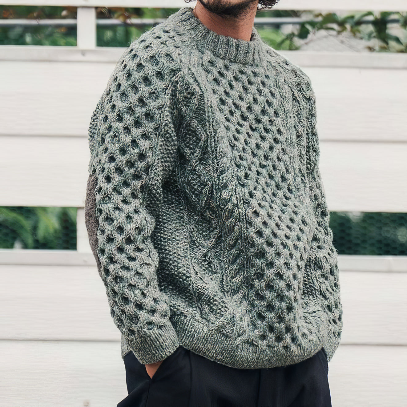 Men's Classic Chunky Check Jacquard Sweater elevenforest