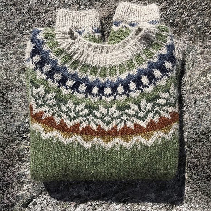 Vintage Icelandic Knit Jacquard Warmth Sweater（Unisex） elevenforest