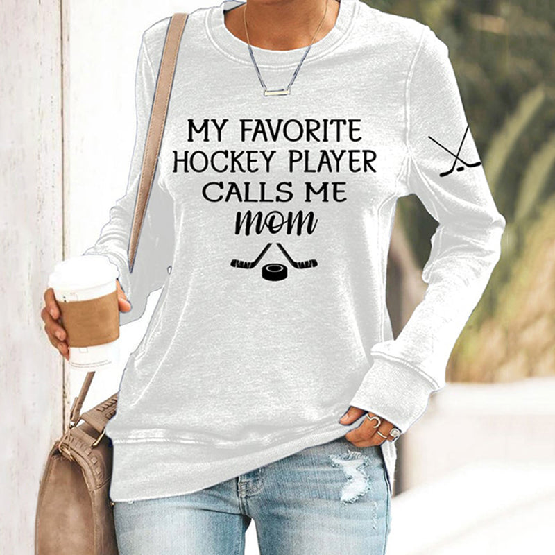 Comstylish Women's My Favourite Hockey Player Calls Me Mom Printed Casual Sweatshirt