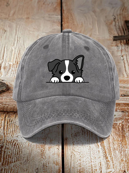 Comstylish Unisex Casual Pet Dog Print Washed Hat