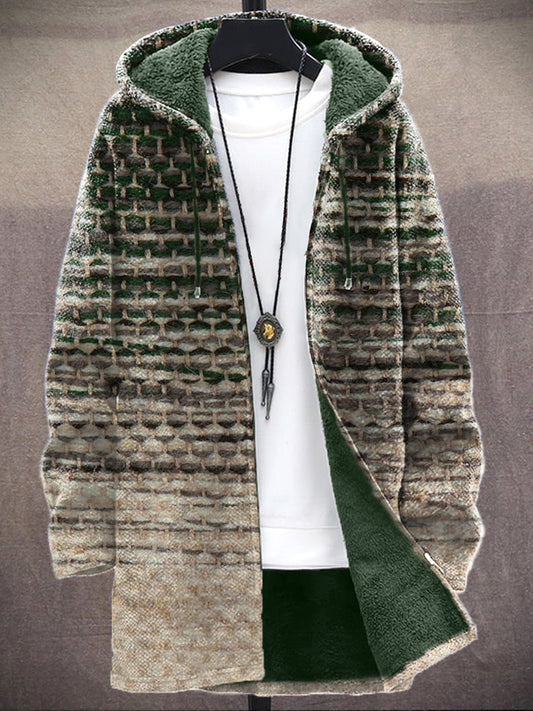 Men's Vintage Pattern Cozy Hooded Cardigan elevenforest