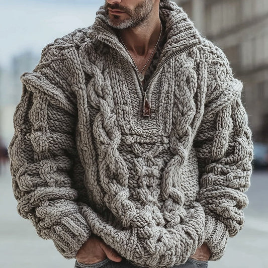 Men's Vintage Fairman Island Jacquard Zip-up Sweater artswardrobe