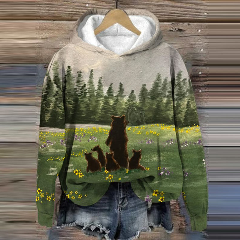 Comstylish Retro Grizzly 399 Forever The Queen Of The Tetons Print Hoodie