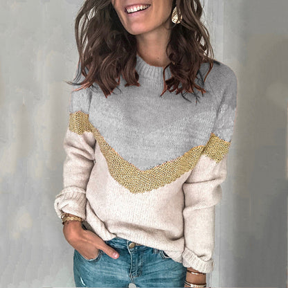 Contrast Panel Pullover Crewneck Raglan Sleeve Sweater elevenforest