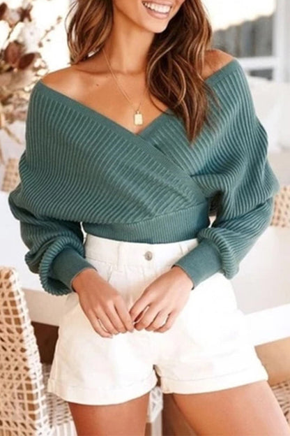 Yolanda® | Off-the-shoulder knit sweater with long sleeves