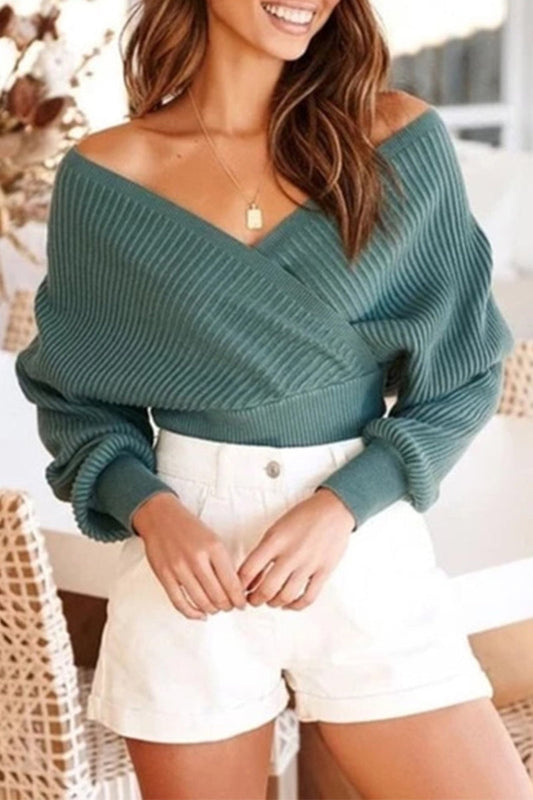 Yolanda® | Off-the-shoulder knit sweater with long sleeves