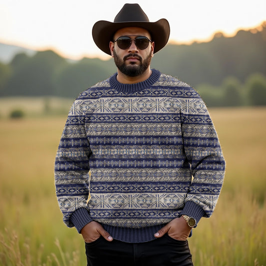 Men's Plus Size Fairman Island Knit Jacquard Art Sweater elevenforest