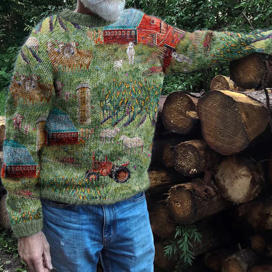 Country Farm Pattern Knitted Warm Sweater elevenforest