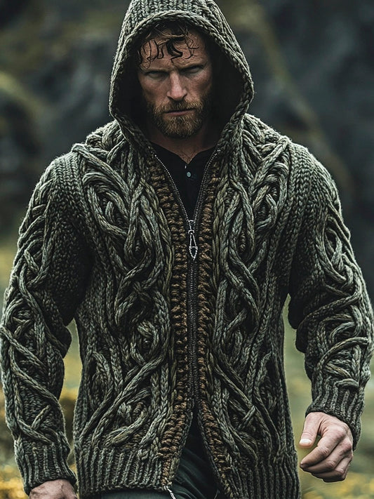 Vintage Celtic Knot Men's Hooded Zipper Sweater elevenforest