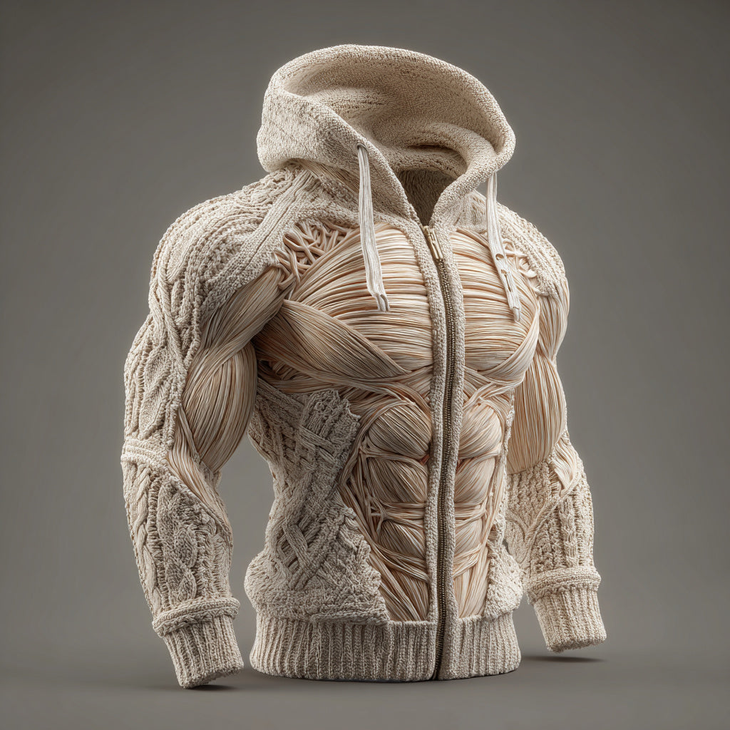 Vintage Muscles Anatomical Art Men's Casual Warm Zip-up Sweater artswardrobe