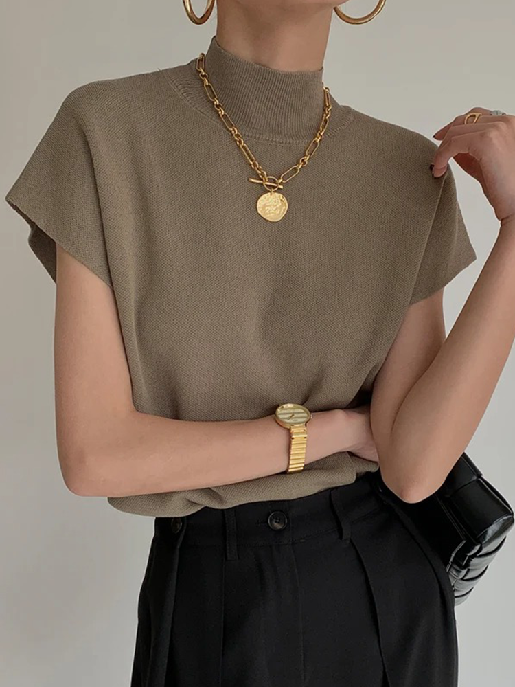 Adela® | Short sleeve turtleneck sweater for women