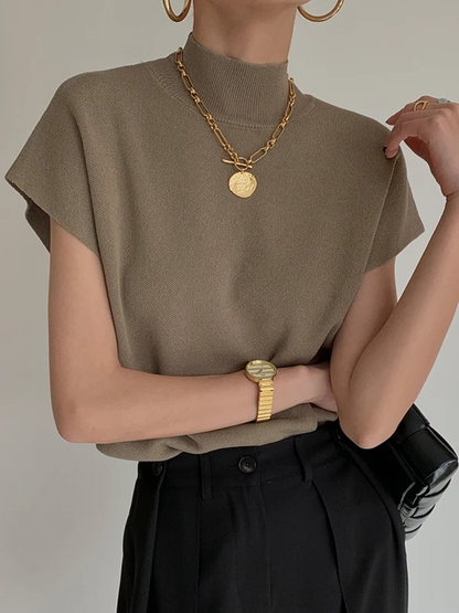 Adela® | Short sleeve turtleneck sweater for women