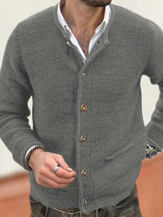 Men's Vintage Crew Neck Cozy Sweater Cardigan elevenforest