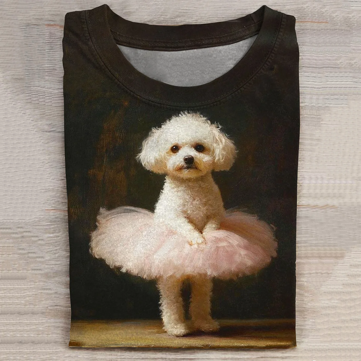 Comstylish Cute Puppy In Dress Art Vintage Washed T Shirt
