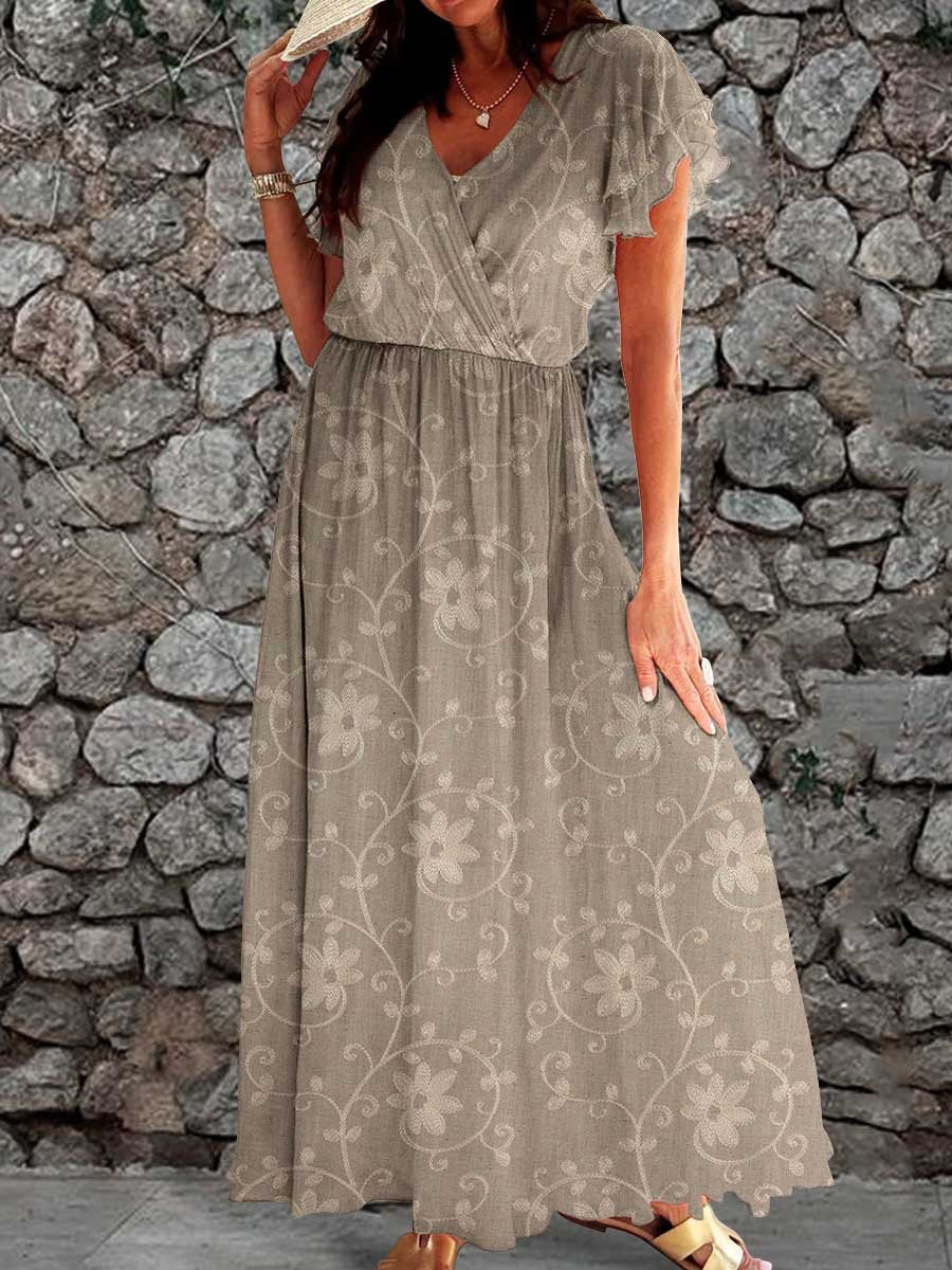 Women's Elegant Vintage Floral Print Dress