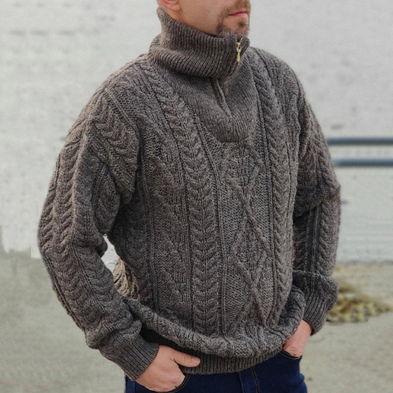 Mens Organic Irish Aran Half Zip Sweater elevenforest