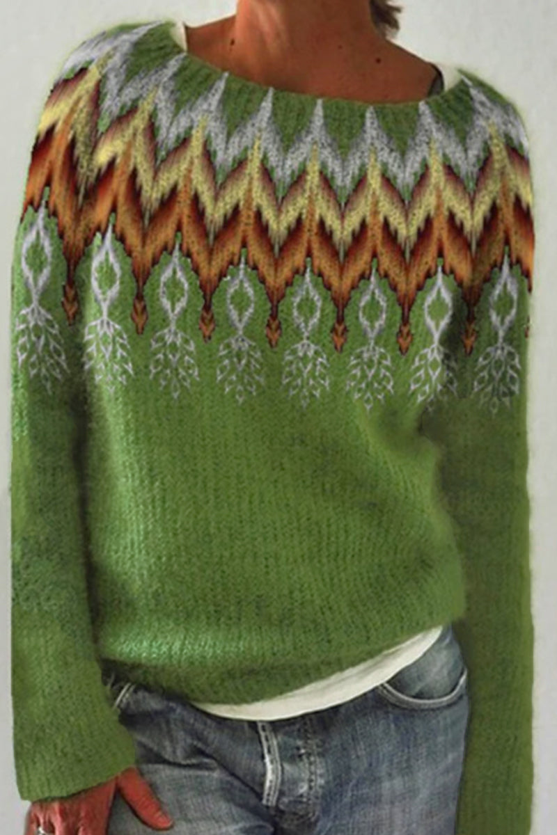 Maglione in cotone con motivi vintage