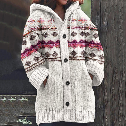 Vintage Icelandic Tribal Knitted Jacquard Warm Women's Sweater elevenforest