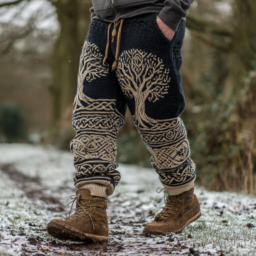 Men's Viking Tribal Celtic Tree Art Cozy Knit Pants artswardrobe