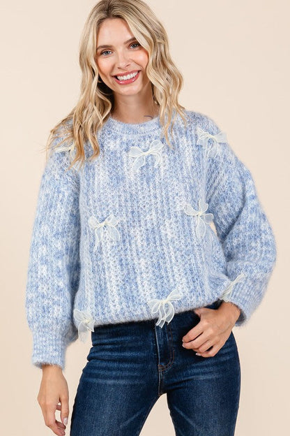 Melina® | Heavy knit sweater with bow embroidery