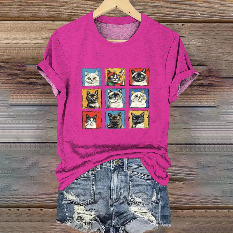 Pop Art Cat Andy Warhol Style Cat Meme T-shirt elevenforest