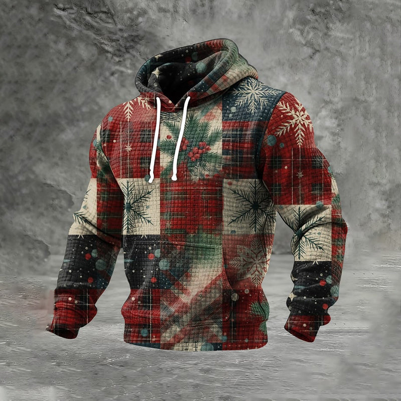 Comstylish Men's Christmas Print Casual Waffle Hoodie